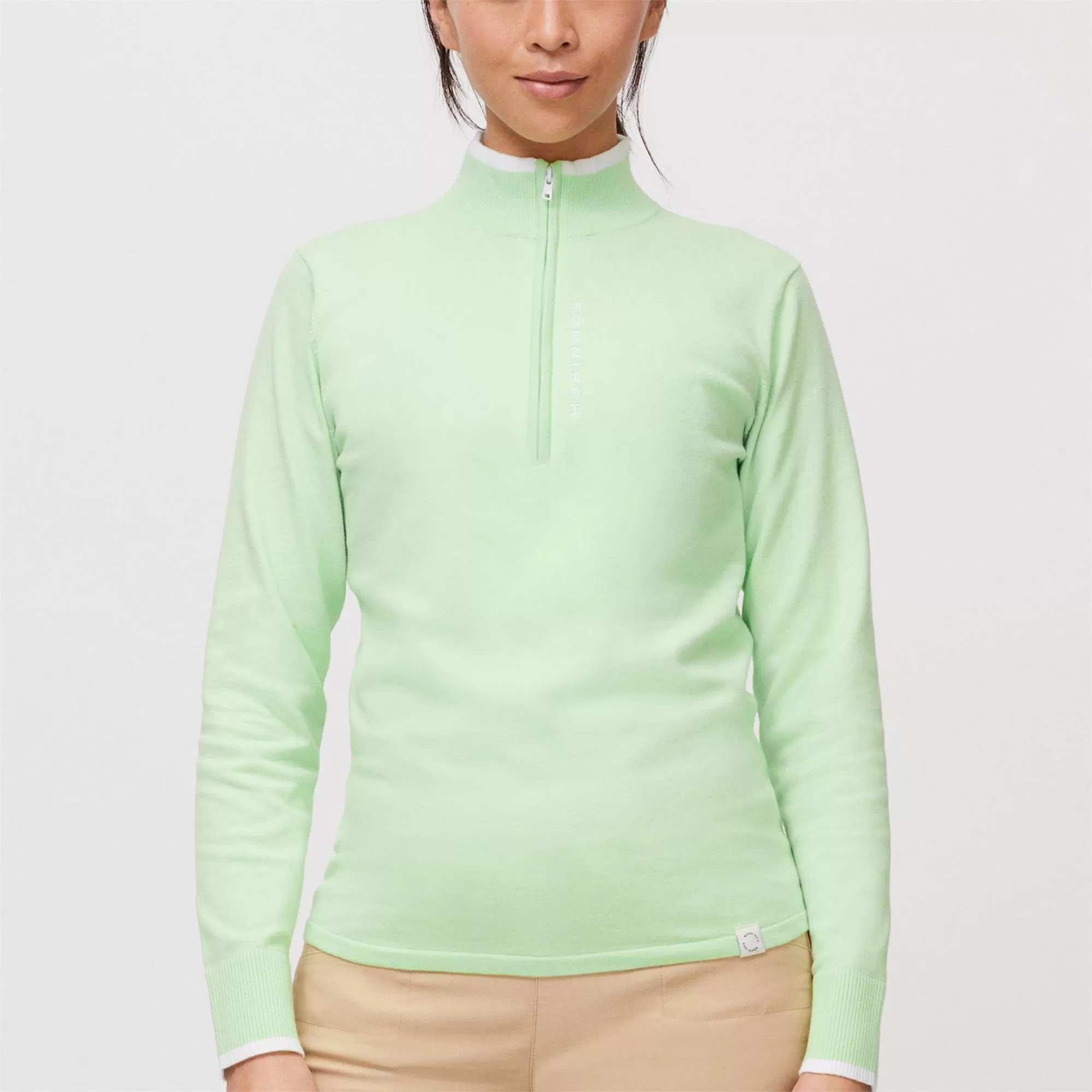 Rohnisch Knitted Half Zip Ladies Golf Sweater Patina Green