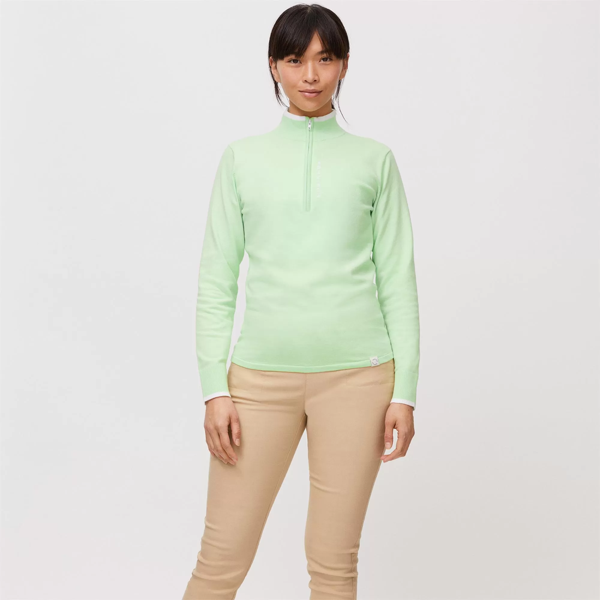 Rohnisch Knitted Half Zip Ladies Golf Sweater Patina Green