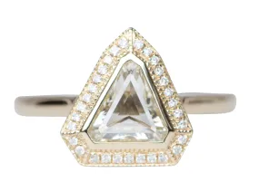 Rose Cut Clear Diamond with Halo 14K Yellow Gold Engagement Ring R6195