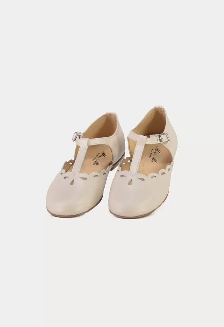 Scalloped T-Bar Flat Shoes