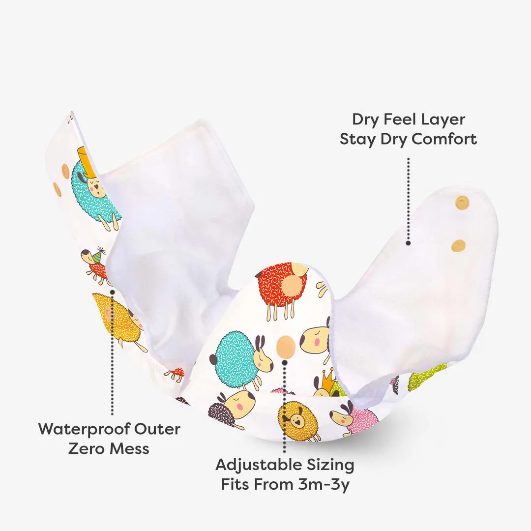 Sheep - BASIC Cloth Diaper, New & Improved with EasySnap & Quick Dry UltraThin Pad