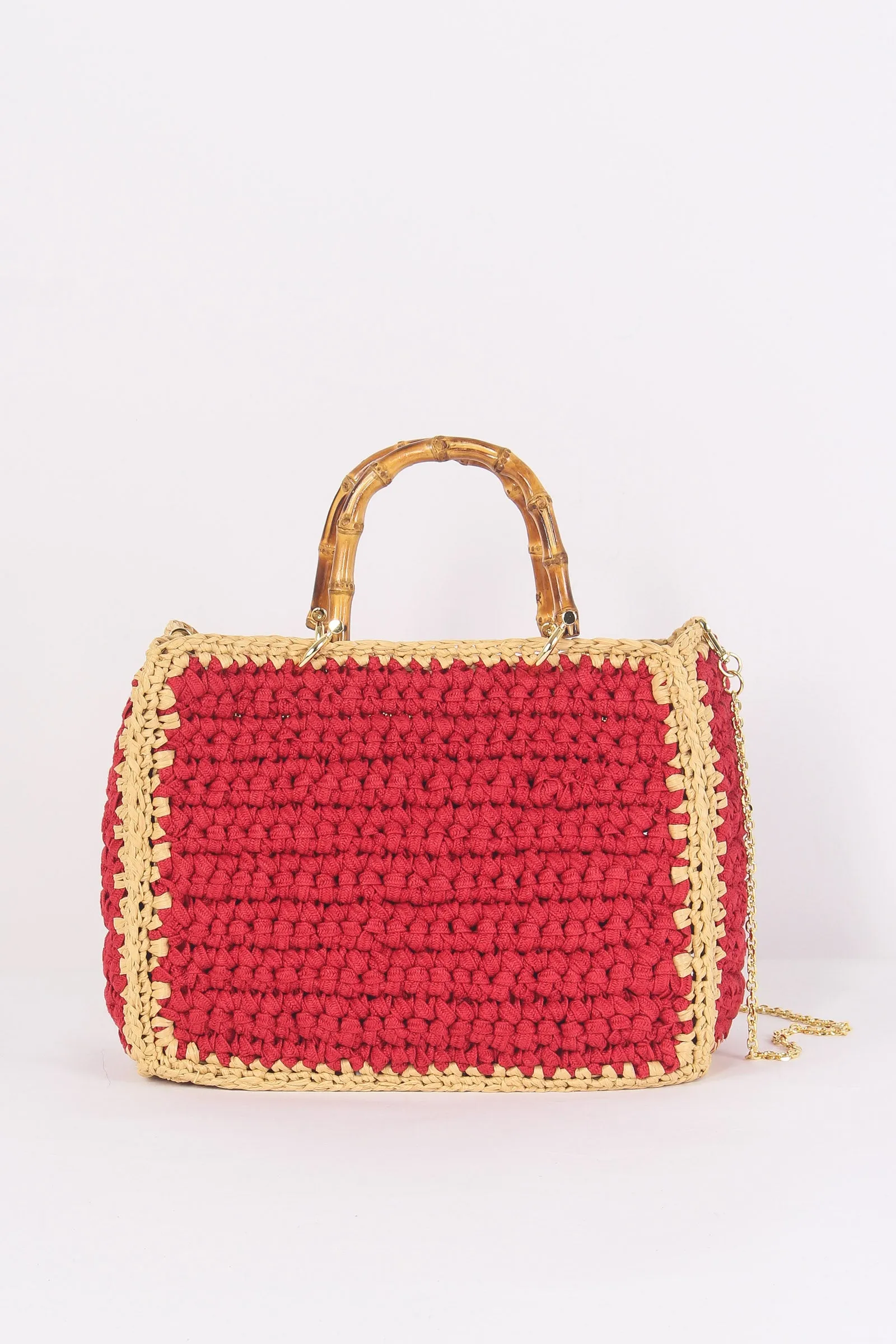 Shopping Crochet Manici Rosso/beige