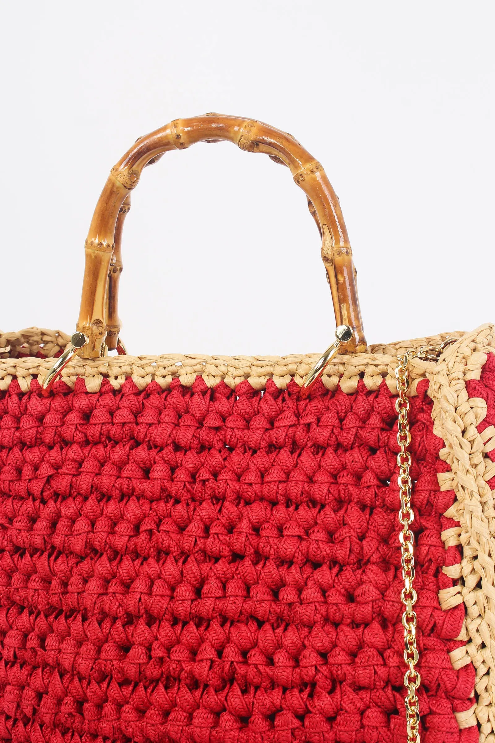 Shopping Crochet Manici Rosso/beige