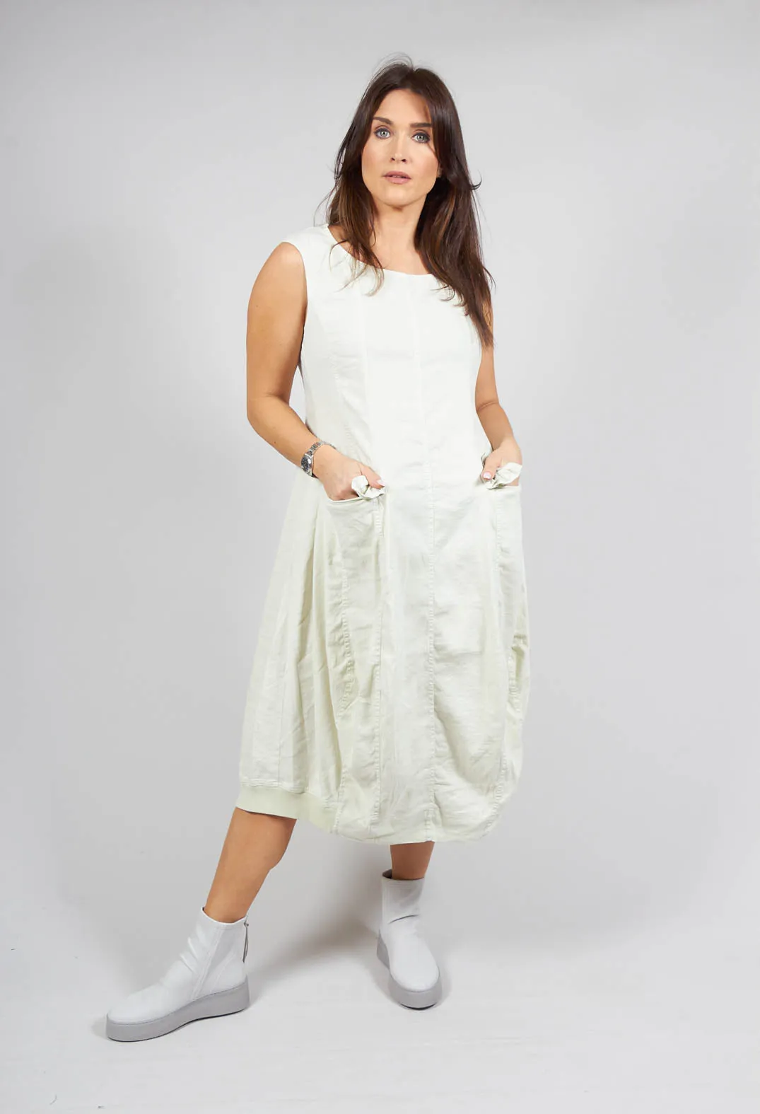 Sleeveless Utility Dress in Pearl