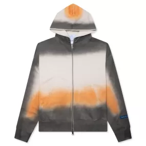 Spray Dyed Zip Thru Hoodie - Grey Dyed