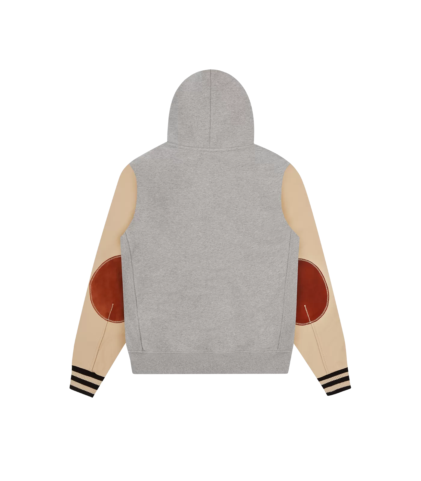 STANDING ASTRO LEATHER SLEEVE HOODIE - HEATHER GREY