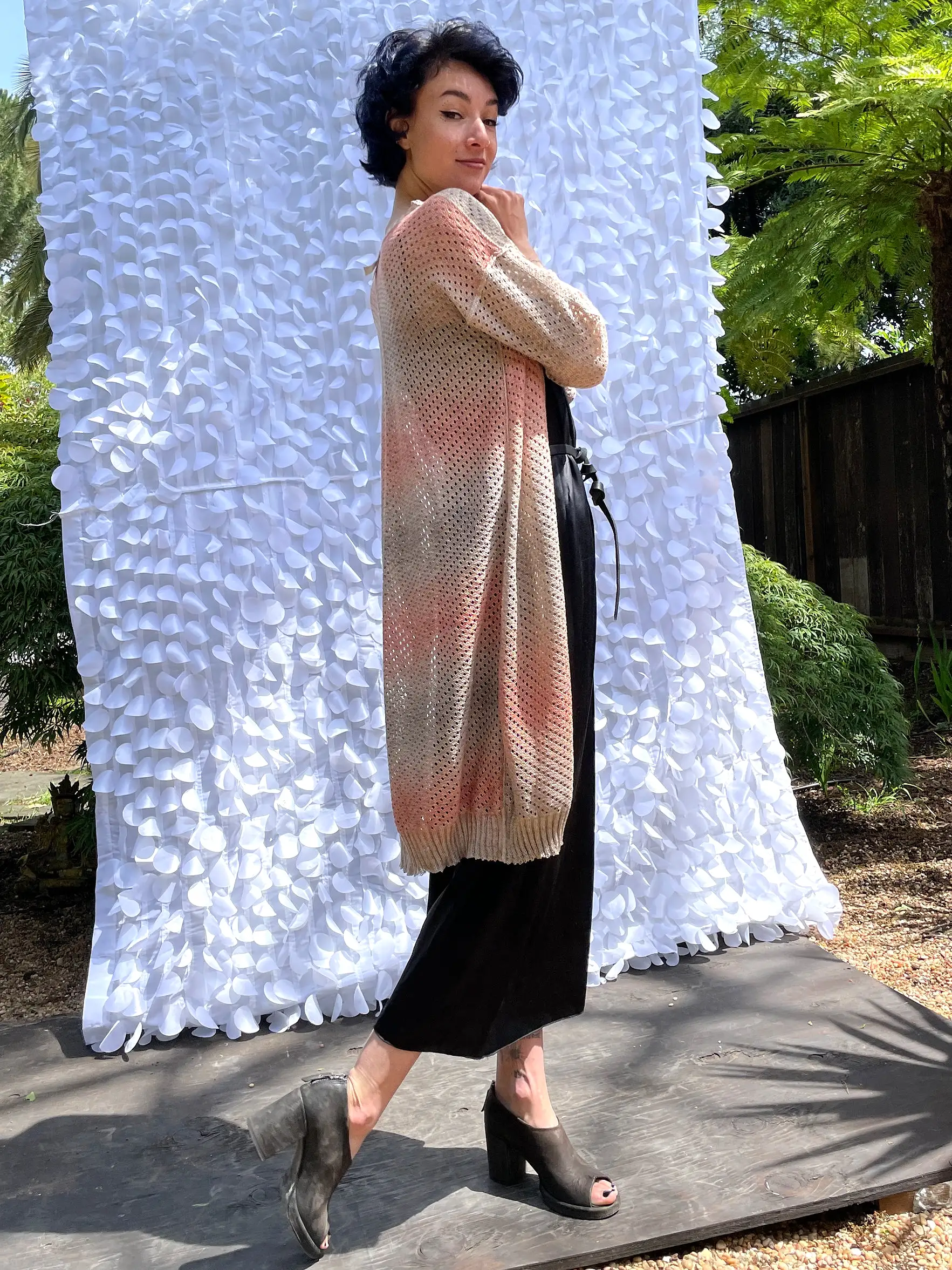 Starry Pointelle Silk Ombré Duster