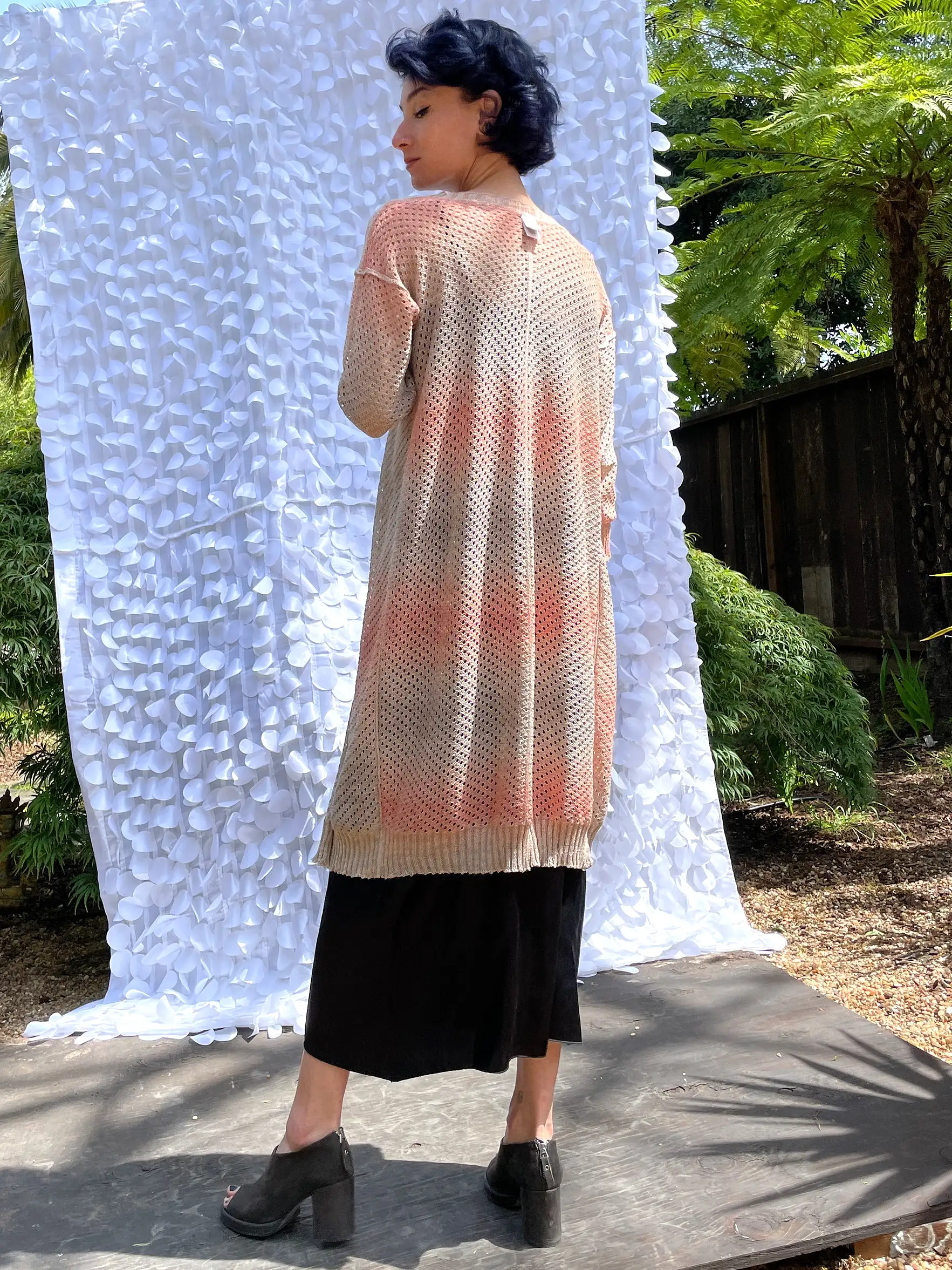 Starry Pointelle Silk Ombré Duster