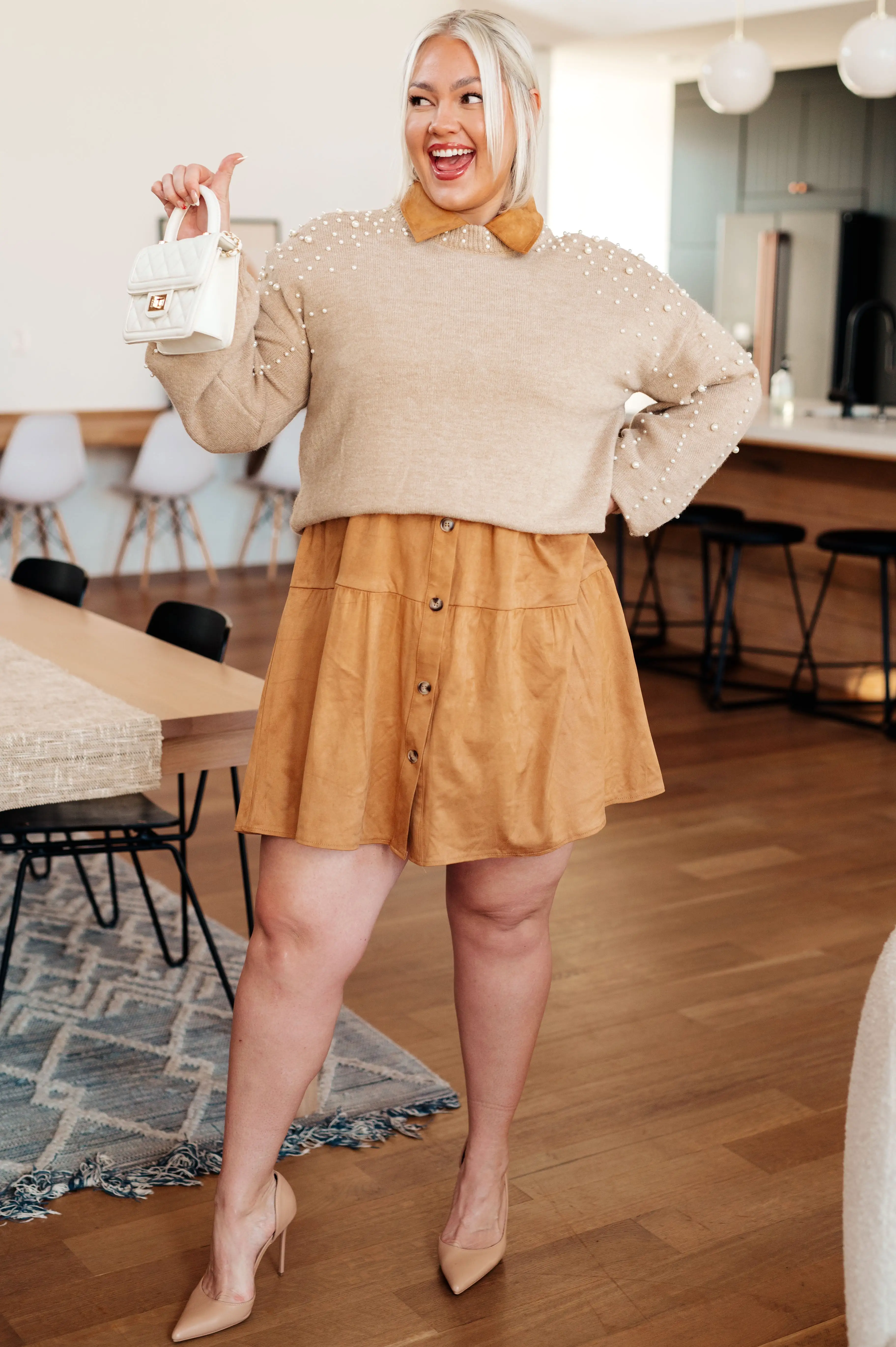 String Me Along Pearl Accent Sweater