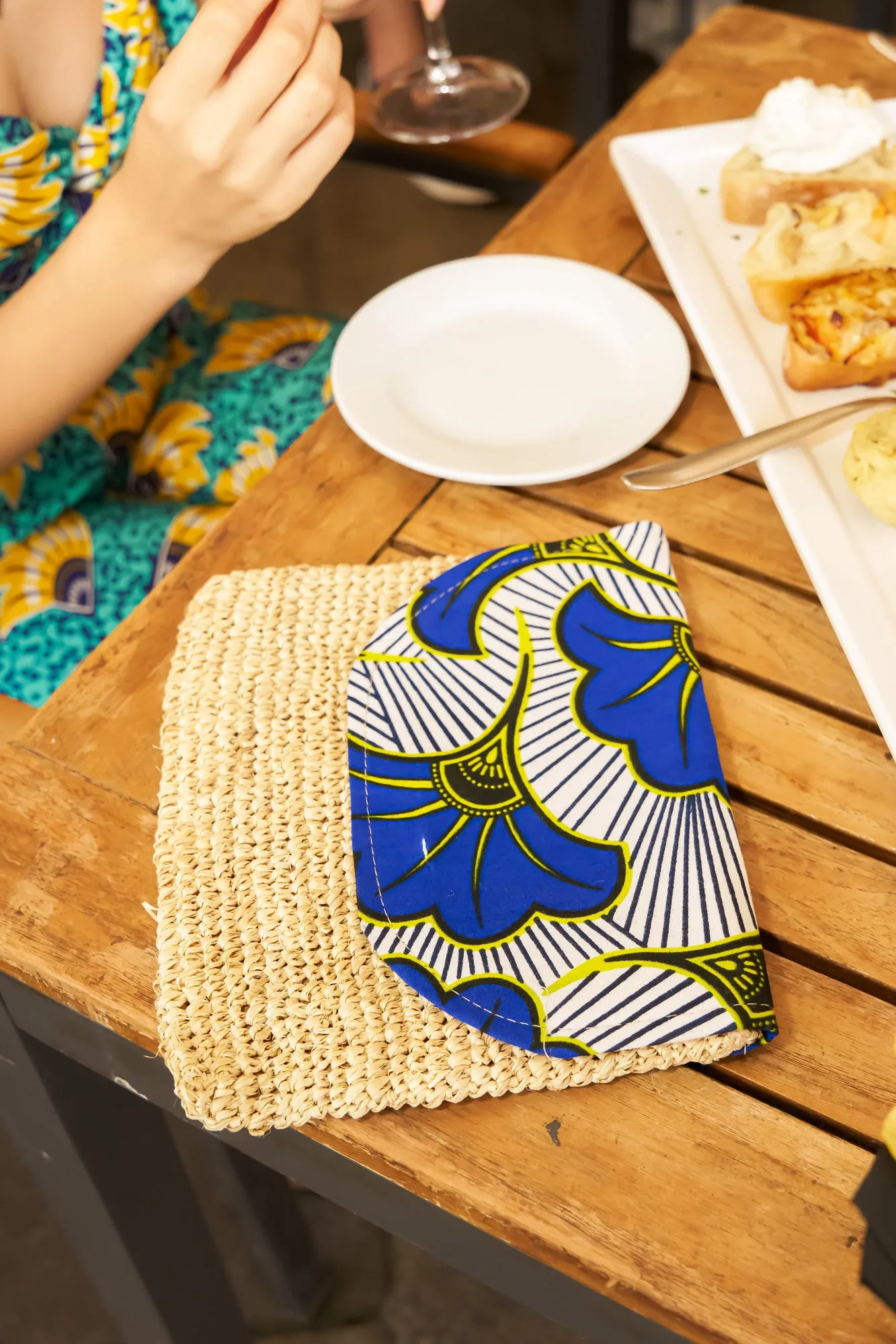 Style Clutch Bag - White Blue Rolls Royce African Ankara Wax Cotton Print