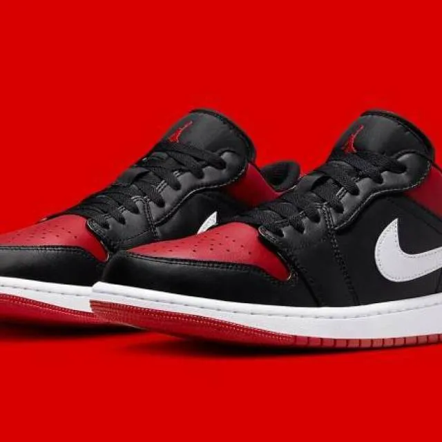 Sz 3.5-7y nike air jordan 1 low alternate bred toe black white gym red