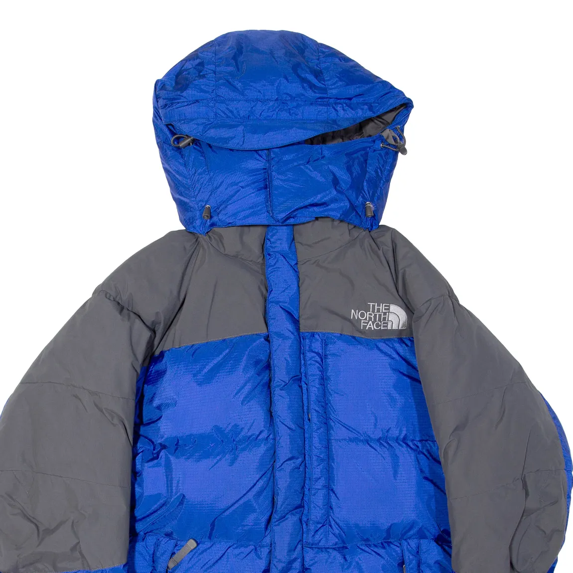 THE NORTH FACE 700 Down Insulated Mens Puffer Coat Blue Hooded Colourblock M