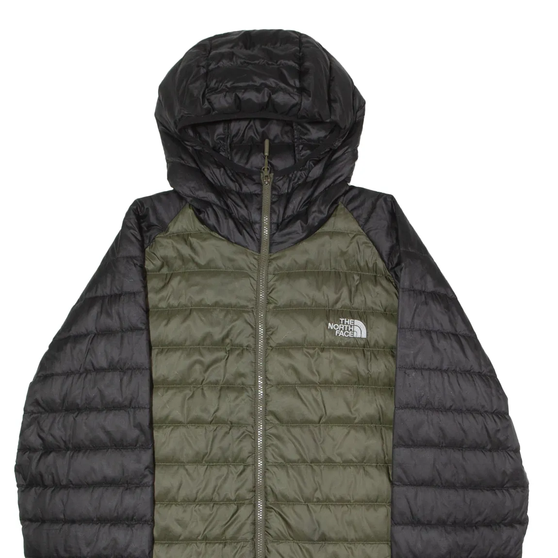 THE NORTH FACE 800 Mens Puffer Jacket Green Hooded Colourblock XL