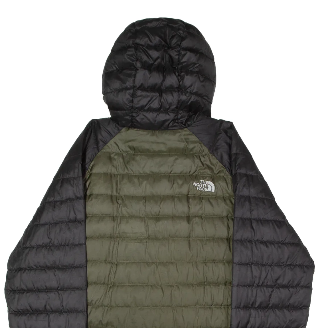 THE NORTH FACE 800 Mens Puffer Jacket Green Hooded Colourblock XL