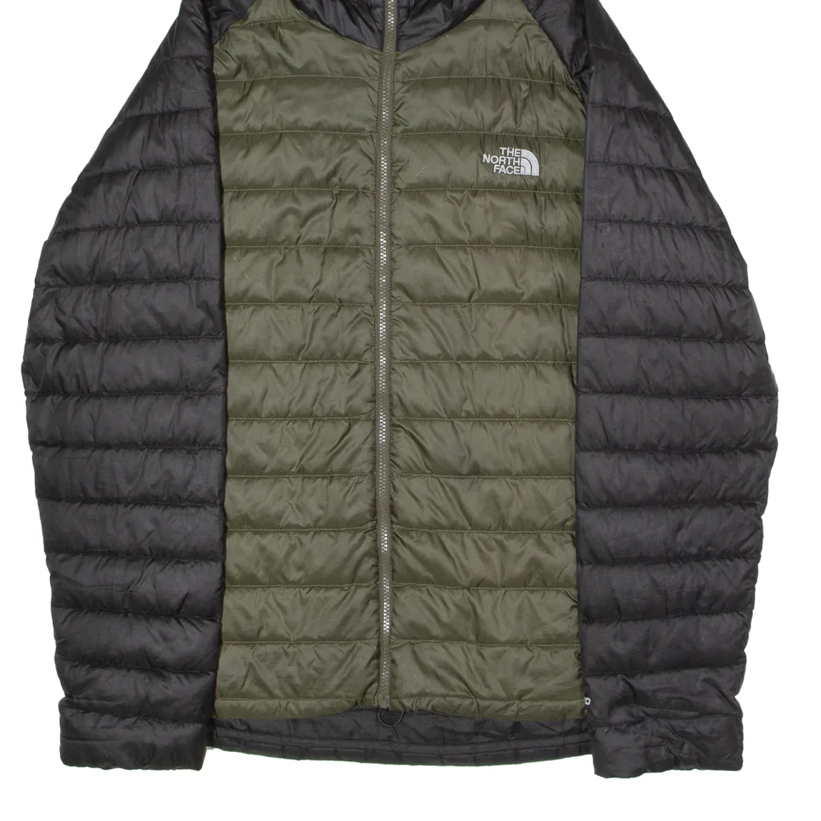 THE NORTH FACE 800 Mens Puffer Jacket Green Hooded Colourblock XL