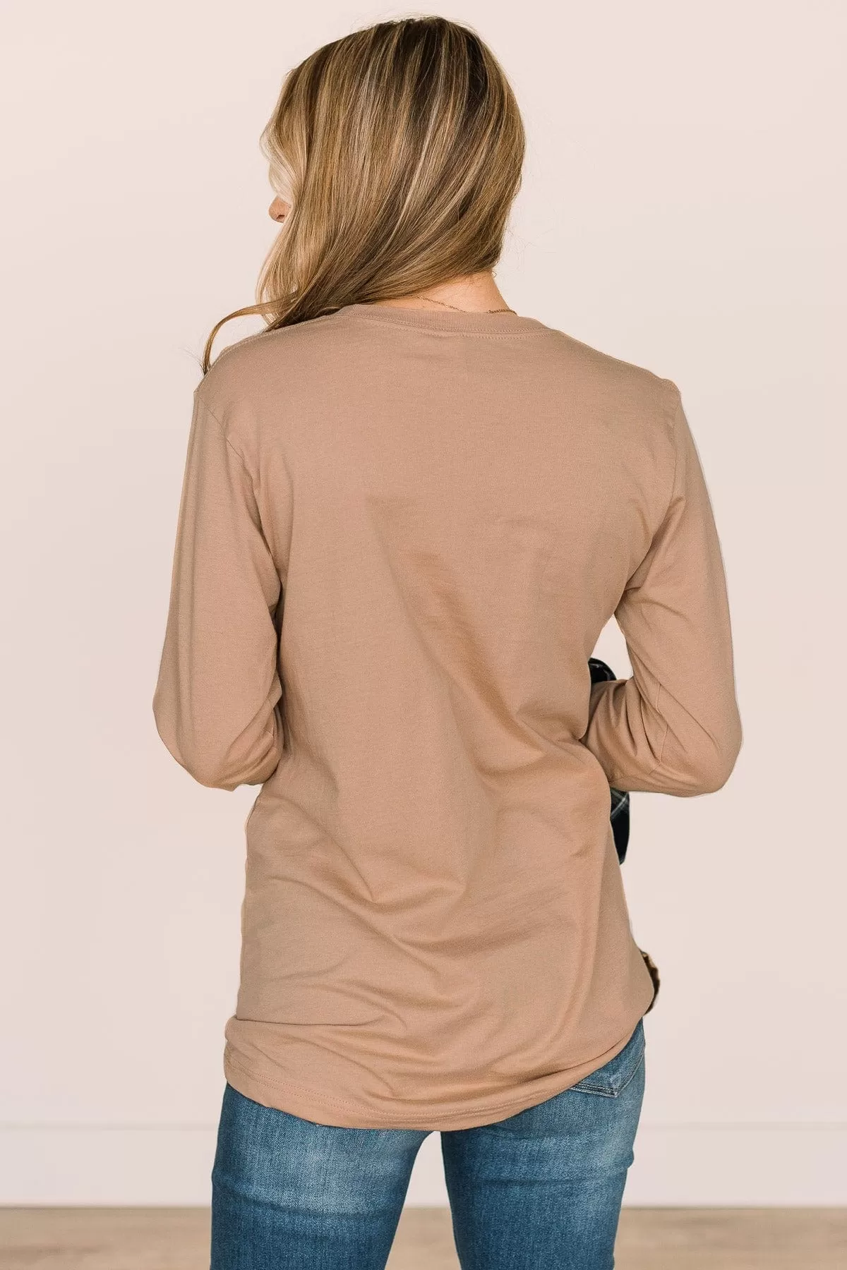 This Is My Online Shopping Sweater Graphic Top- Tan