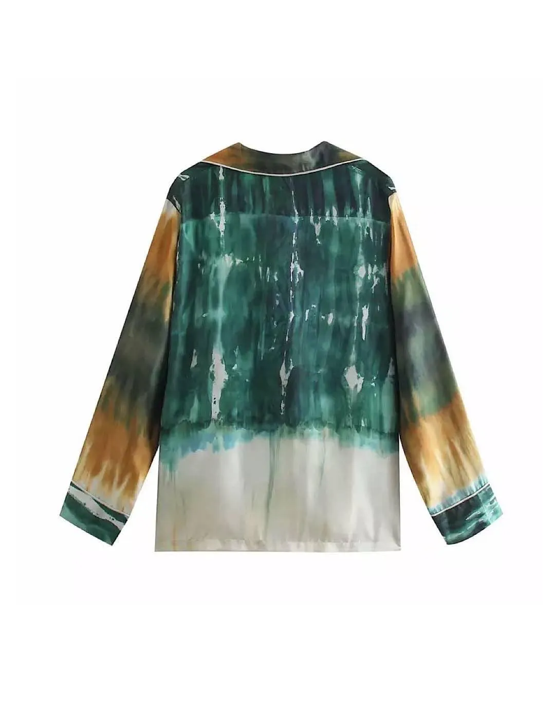 Tie Dye Silky Shirt in Green