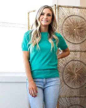 Tiffany Short Sleeve Sweater - Green