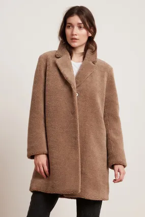 TRISHELLE LUX SHERPA OVERSIZED COAT IN TAN