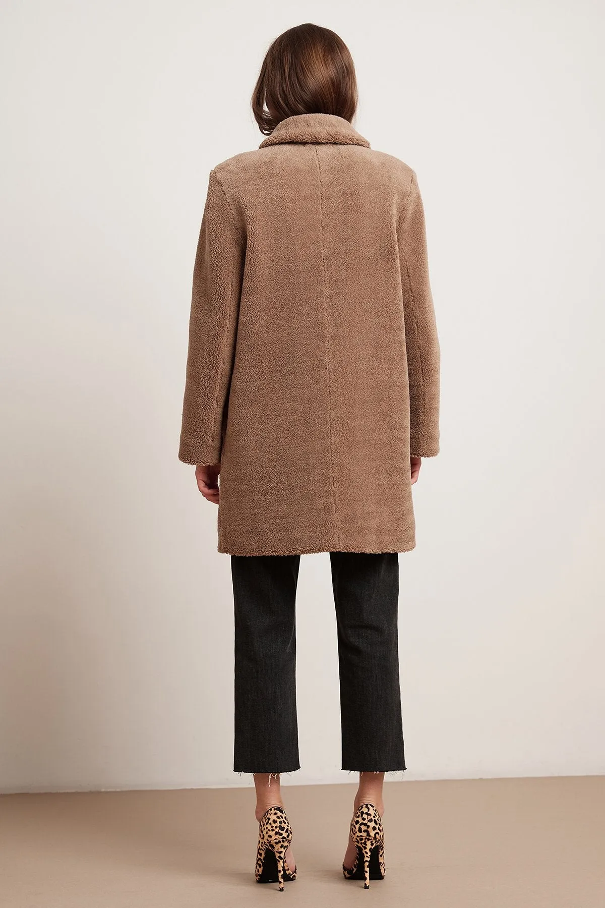 TRISHELLE LUX SHERPA OVERSIZED COAT IN TAN