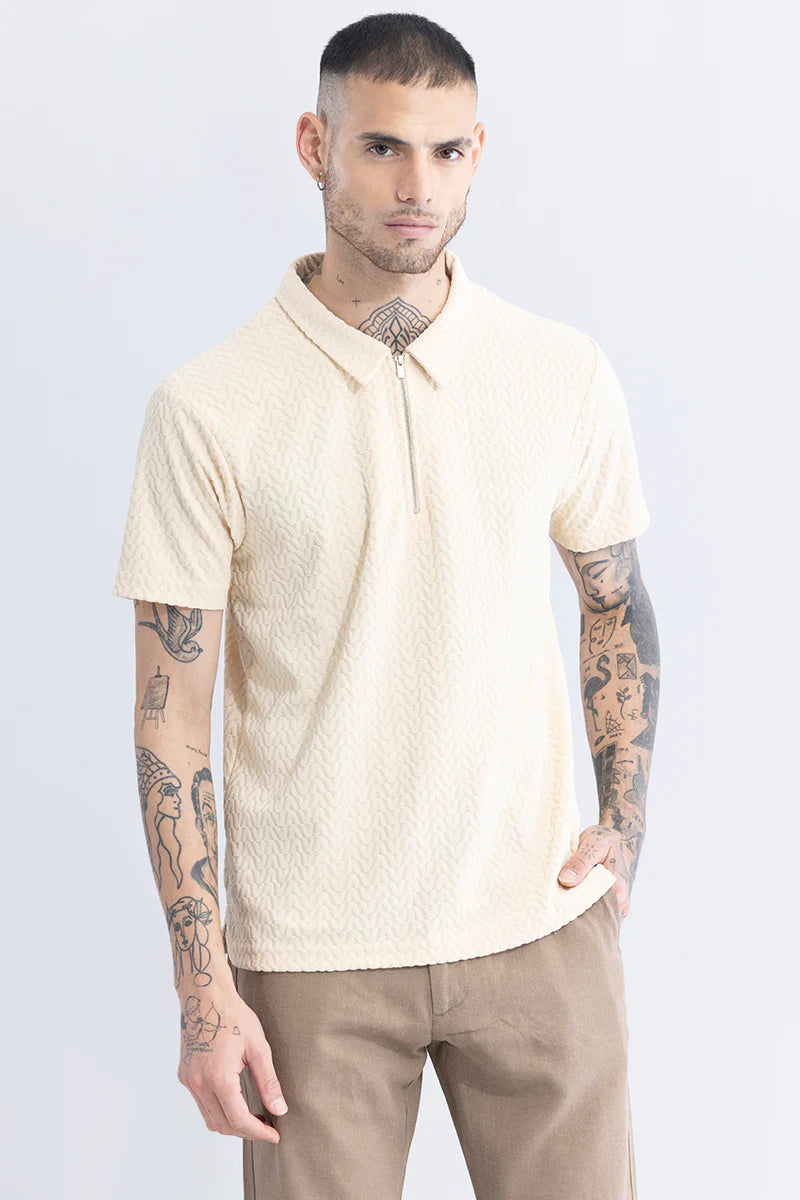 verti-zip cream t-shirt