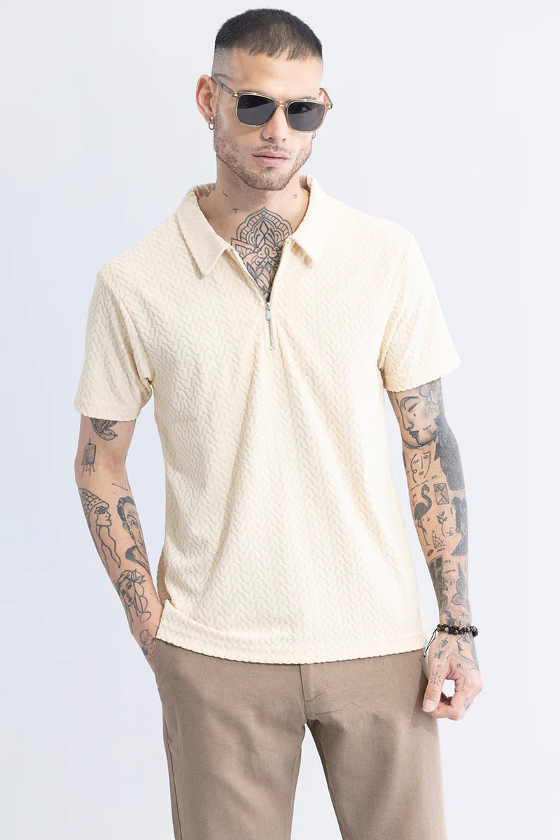 verti-zip cream t-shirt