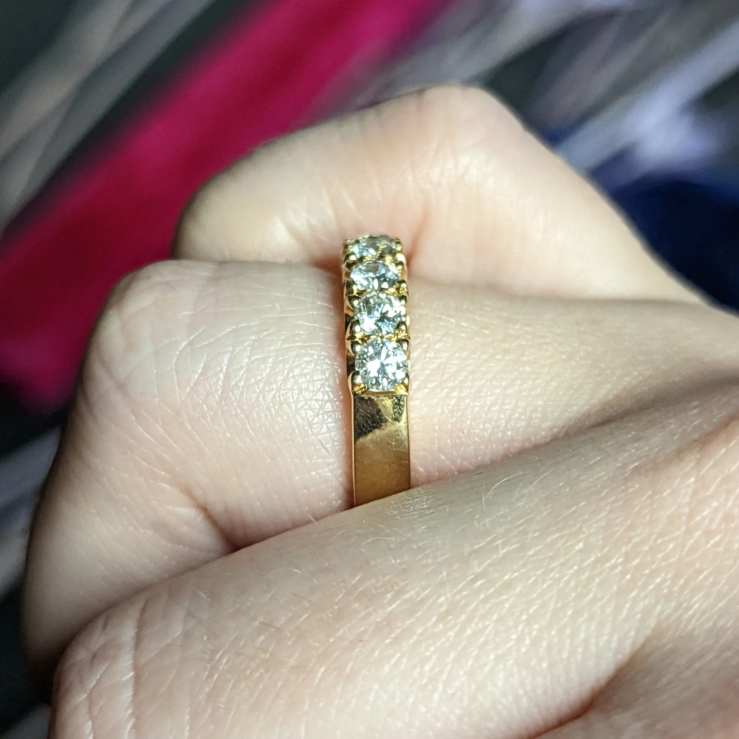 Vintage 0.90 CTW Diamond 14 Karat Yellow Gold Fishtail Wedding Band Ring