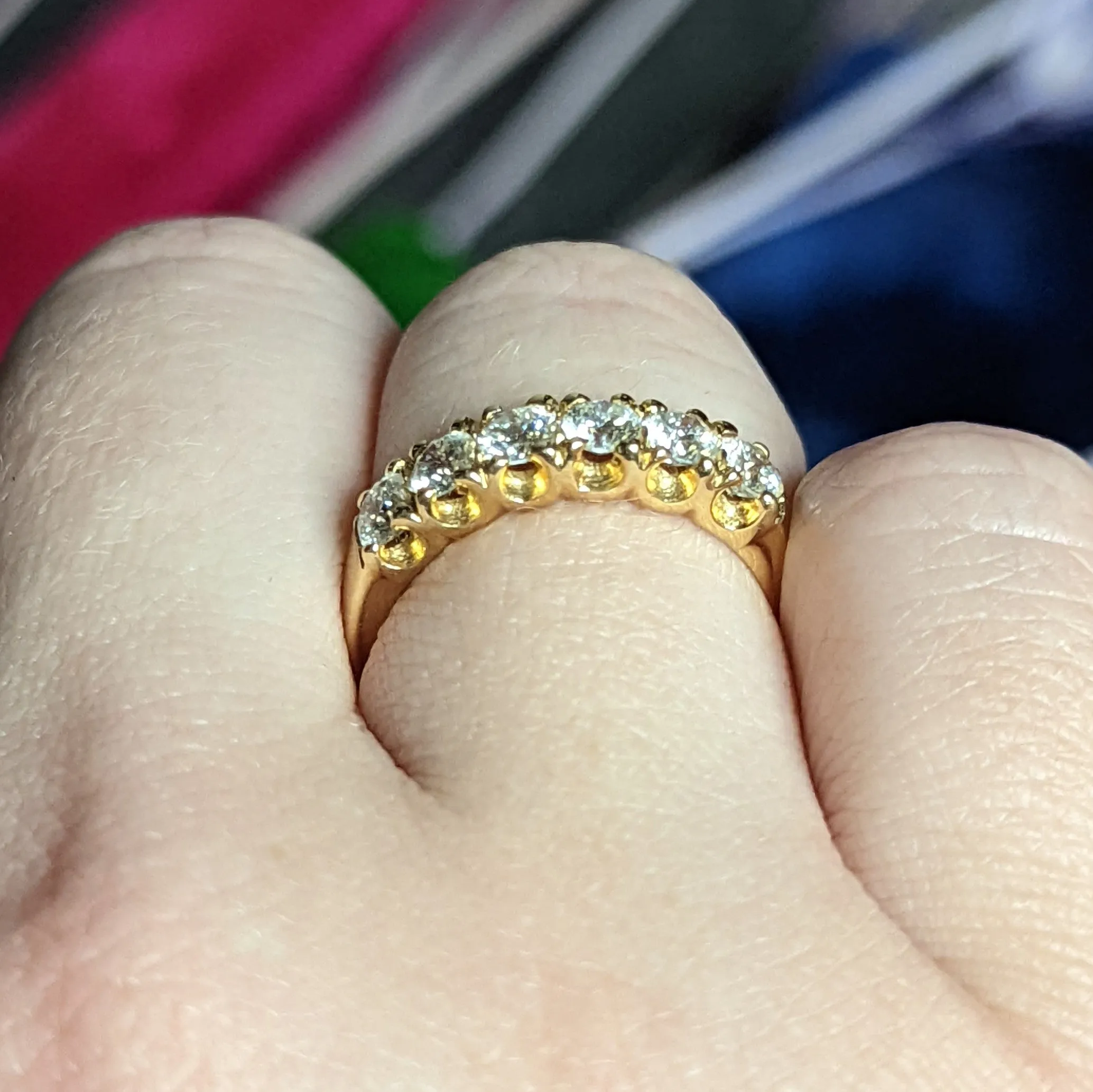 Vintage 0.90 CTW Diamond 14 Karat Yellow Gold Fishtail Wedding Band Ring