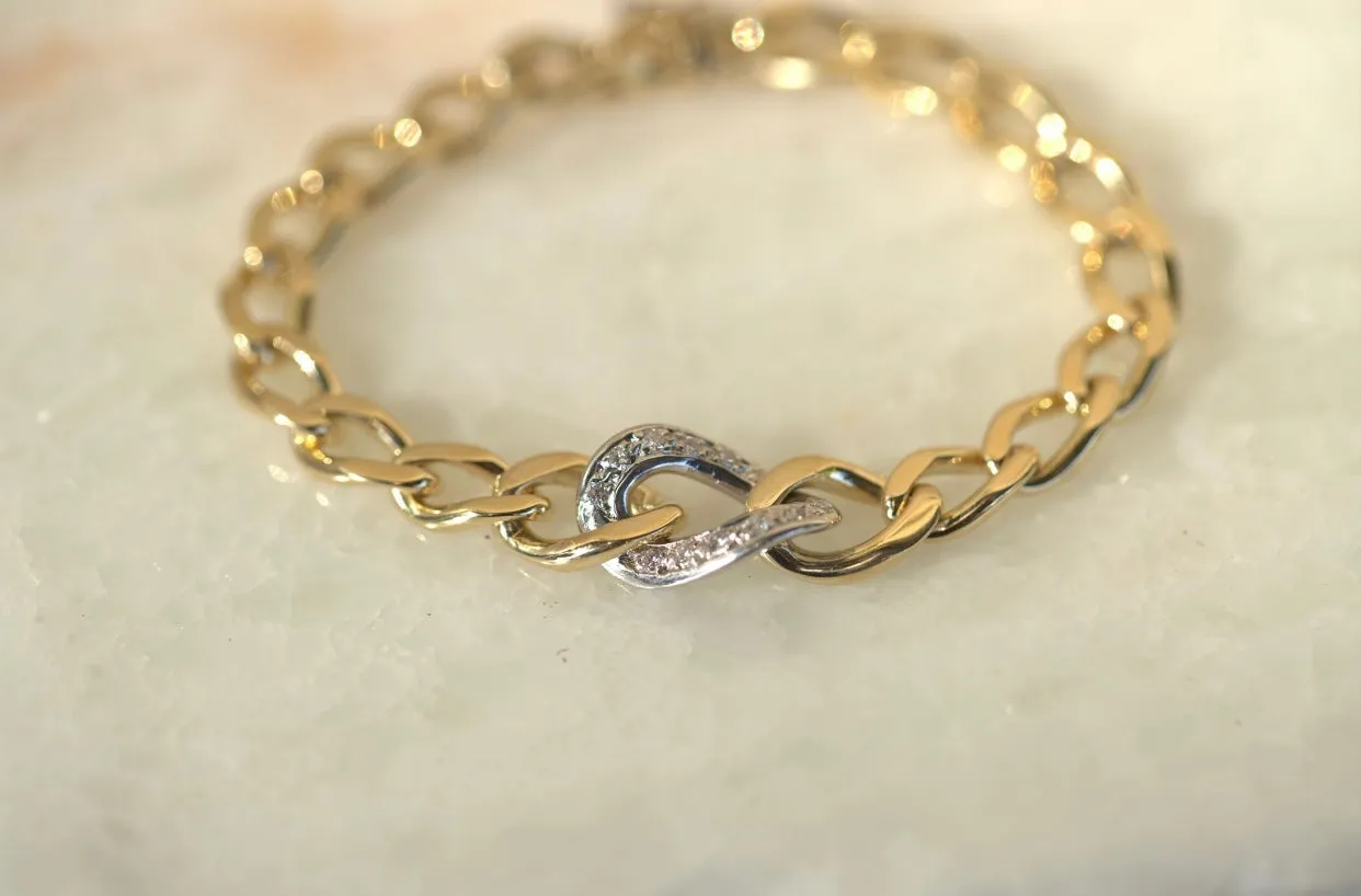 Vintage Pave Diamond Links Chain Bracelet