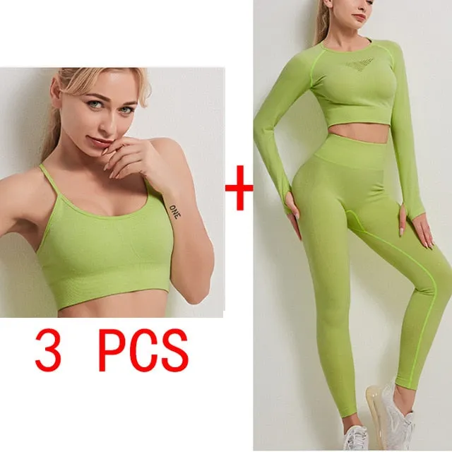 Women Seamless Yoga gym fitness workout set