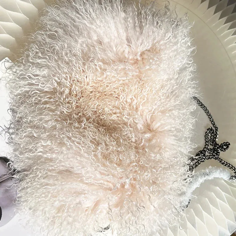 Women's Luxury Mongolian Sheep Fur Fluffy Chain Shoulder Handbag