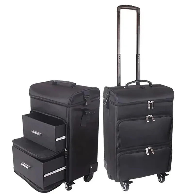 Women's Professional Nail Cosmetic Makeup Organizer Large Trolley Suitcase