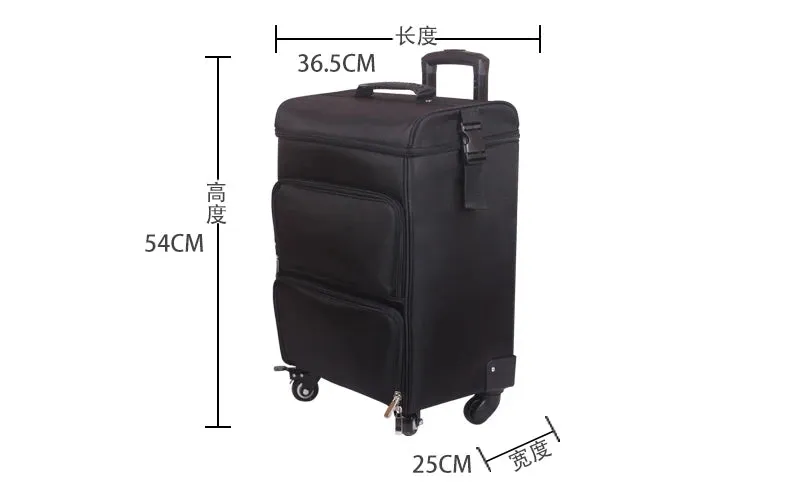 Women's Professional Nail Cosmetic Makeup Organizer Large Trolley Suitcase